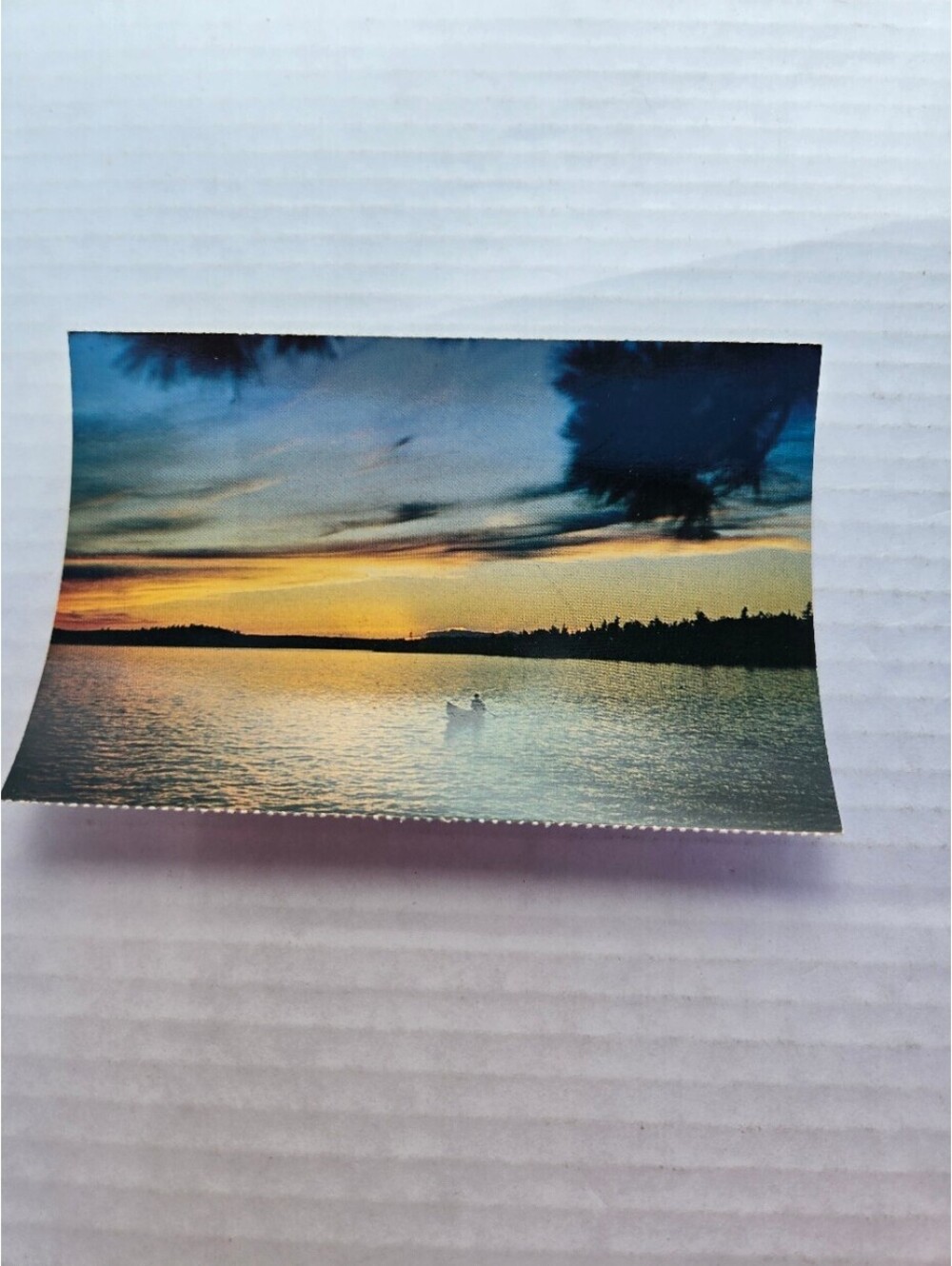 Vintage Canadian Sunset Lake Postcard Prismoflex Dryden Ontario